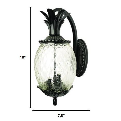 Matte Black Hanging Pineapple Wall Light. Picture 5