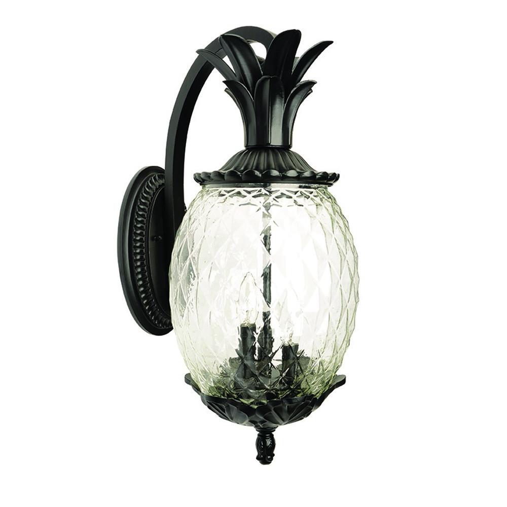 Matte Black Hanging Pineapple Wall Light. Picture 2