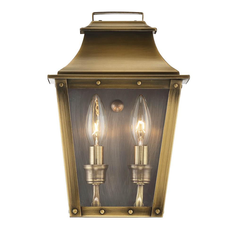 Coventry 2-Light Aged Brass Pocket Wall Light. Picture 2