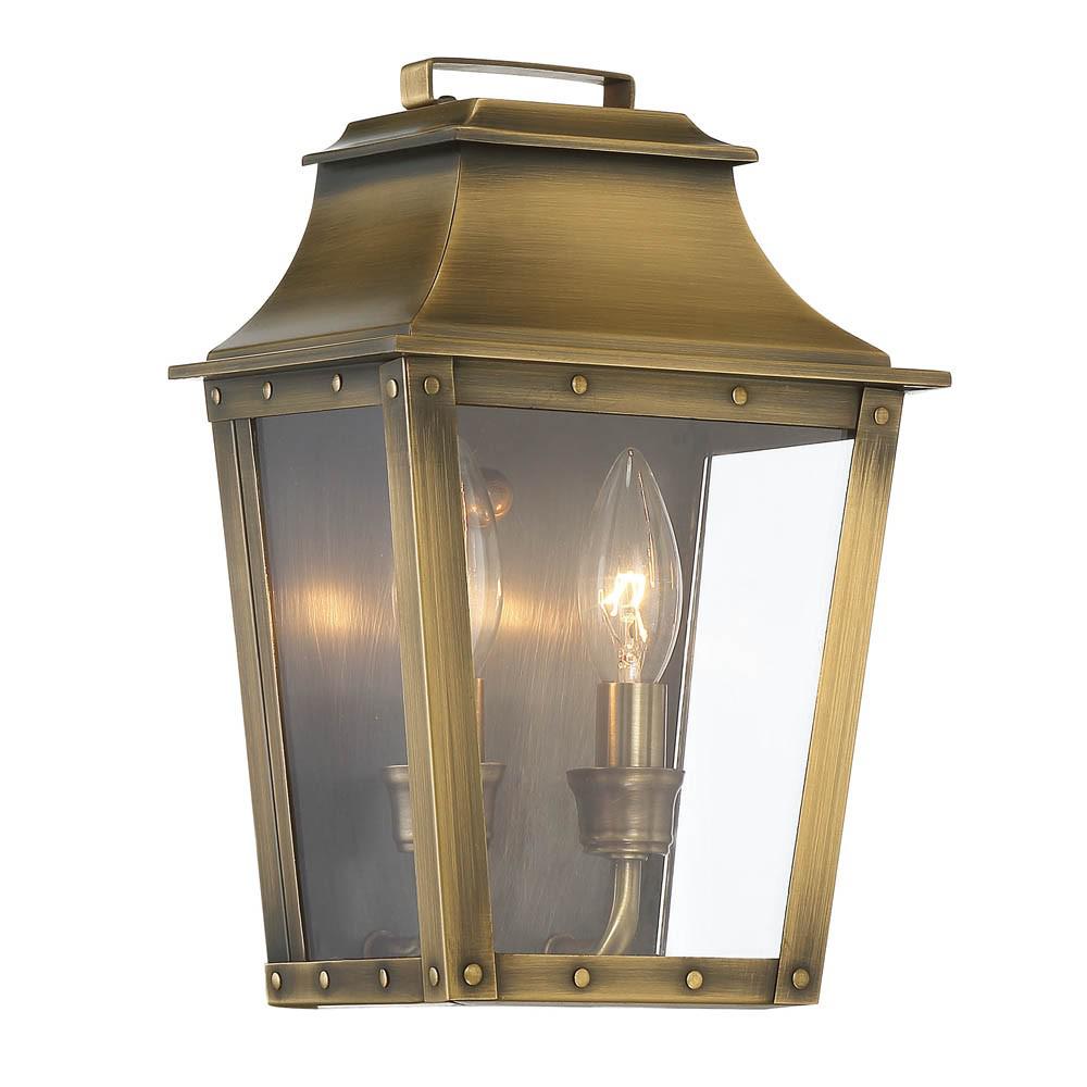 Coventry 2-Light Aged Brass Pocket Wall Light. Picture 1
