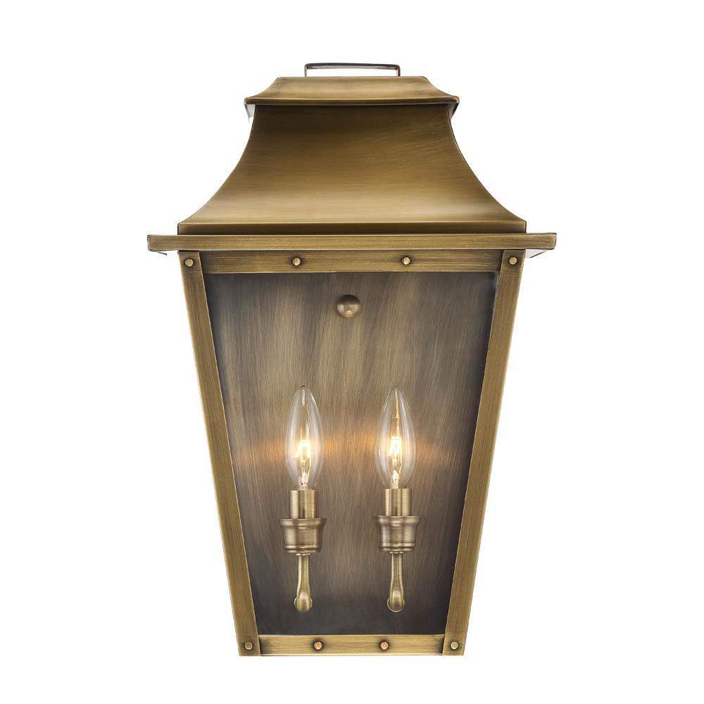 Coventry 2-Light Aged Brass Pocket Wall Light. Picture 2