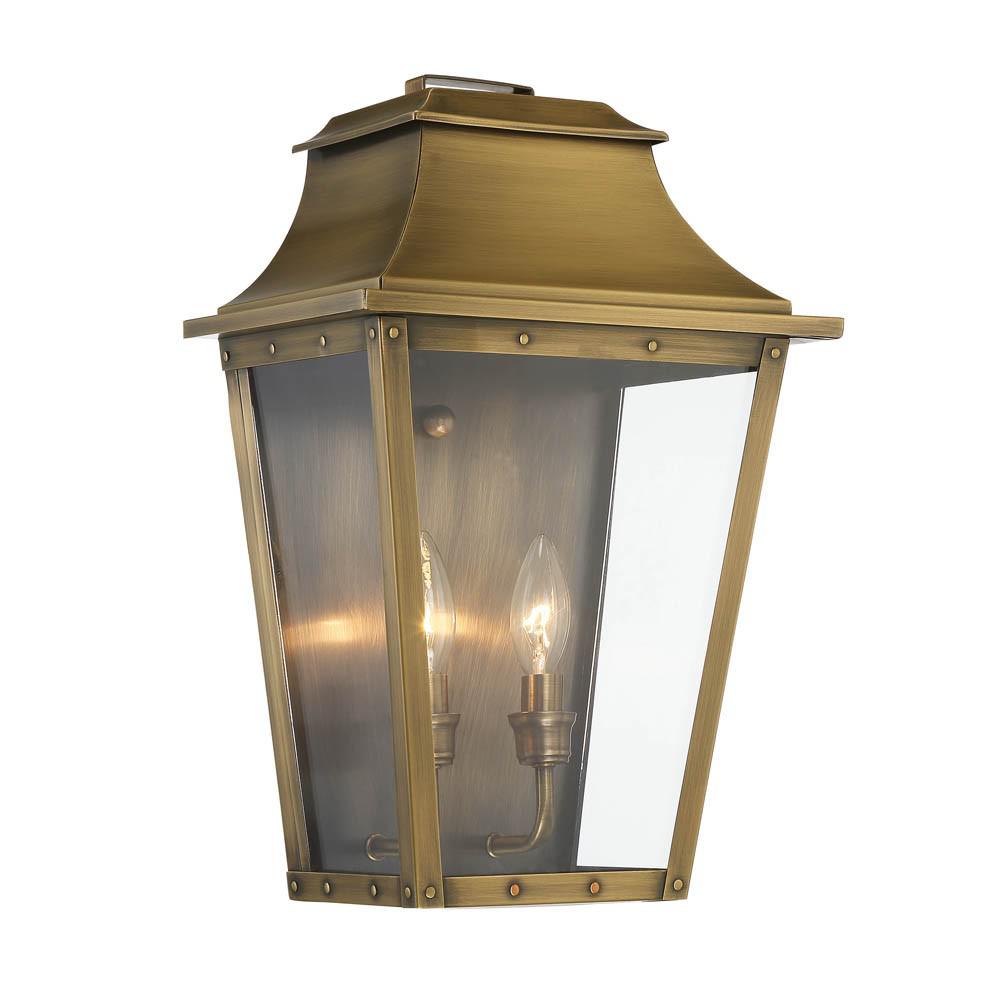 Coventry 2-Light Aged Brass Pocket Wall Light. Picture 1