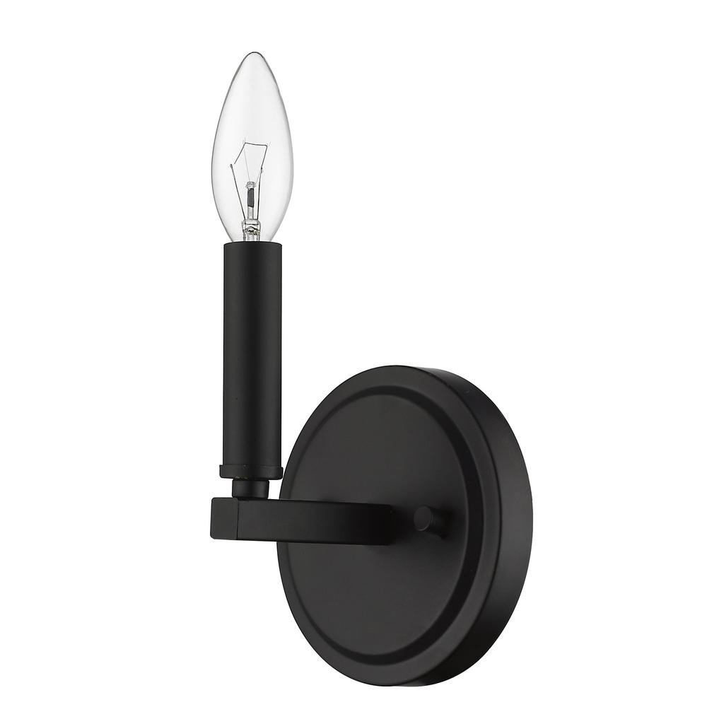 One Light Matte Black Wall Sconce. Picture 1