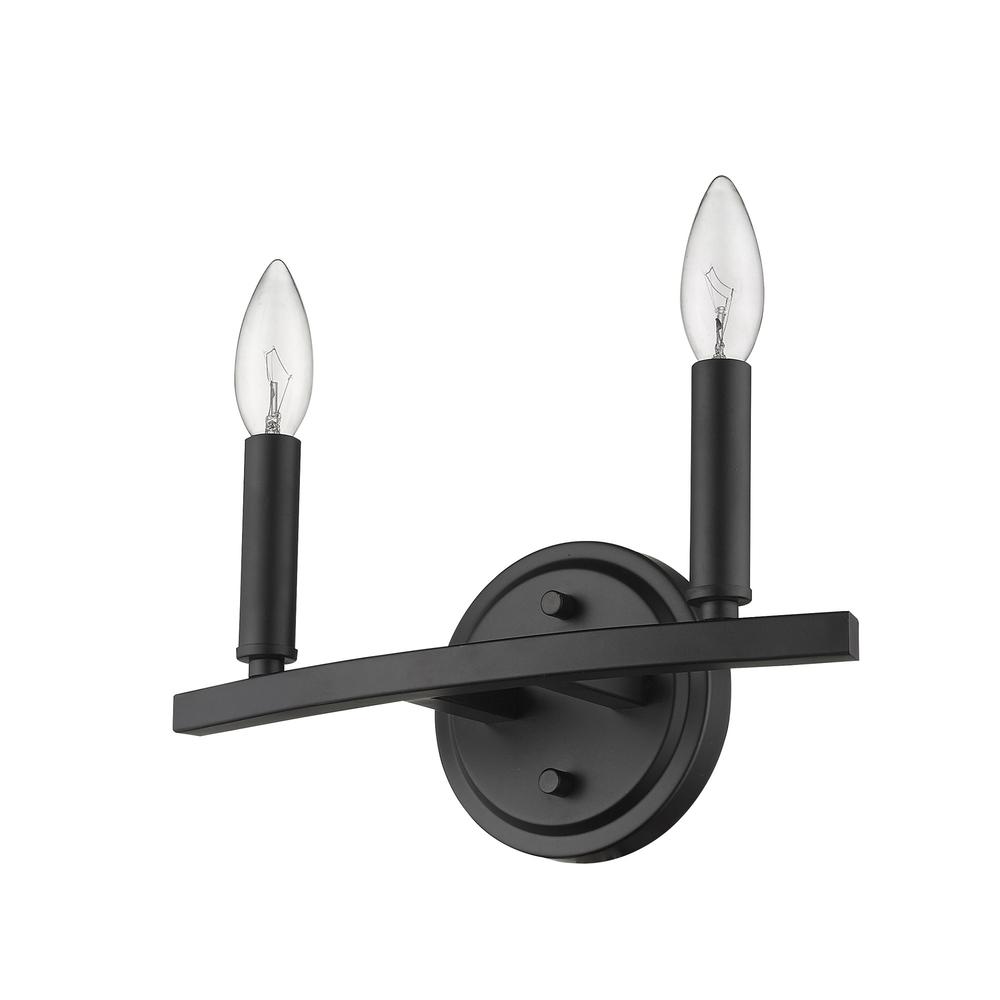Two Light Matte Black Wall Sconce. Picture 2