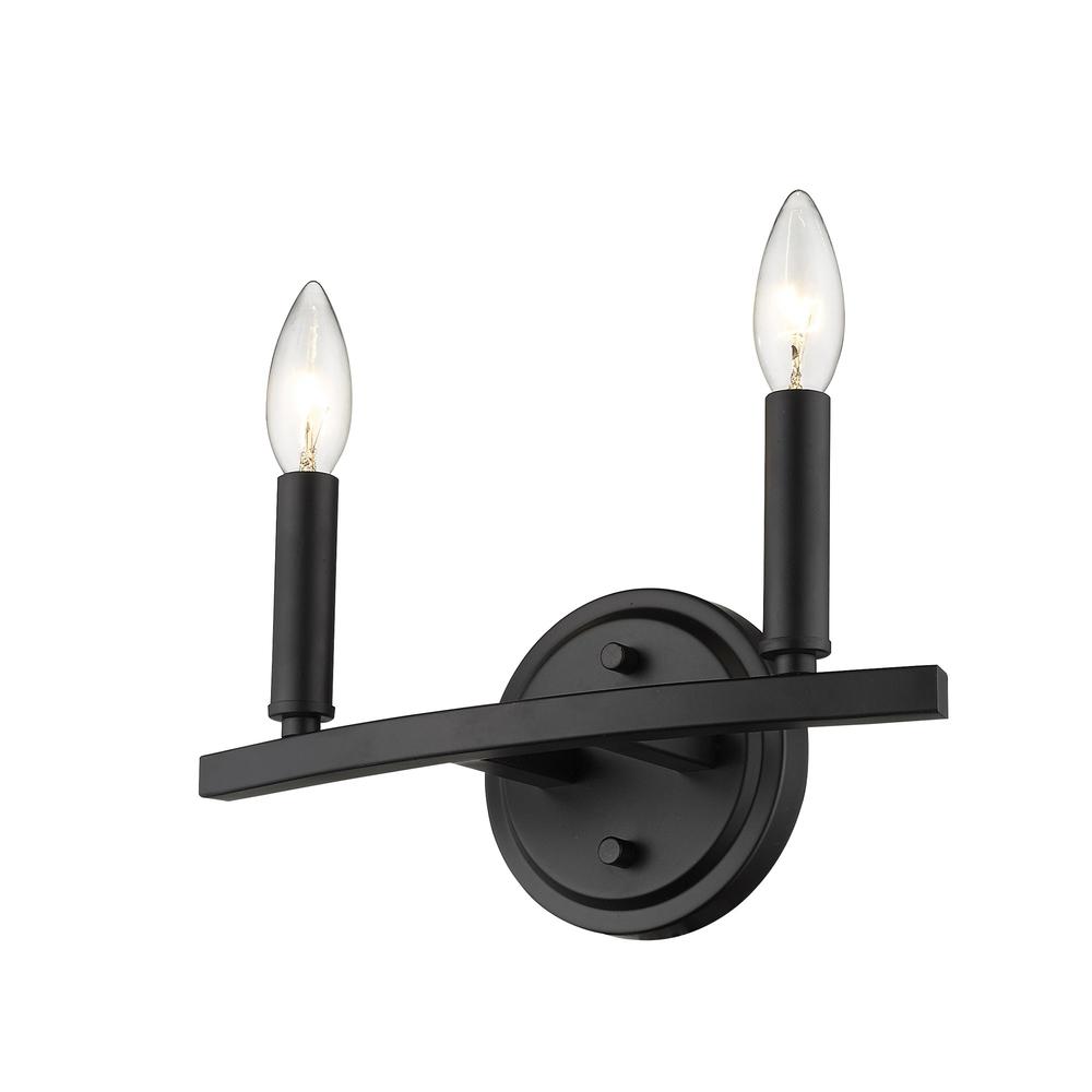 Two Light Matte Black Wall Sconce. Picture 3