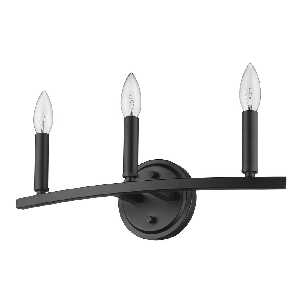 Three Light Matte Black Wall Sconce. Picture 2
