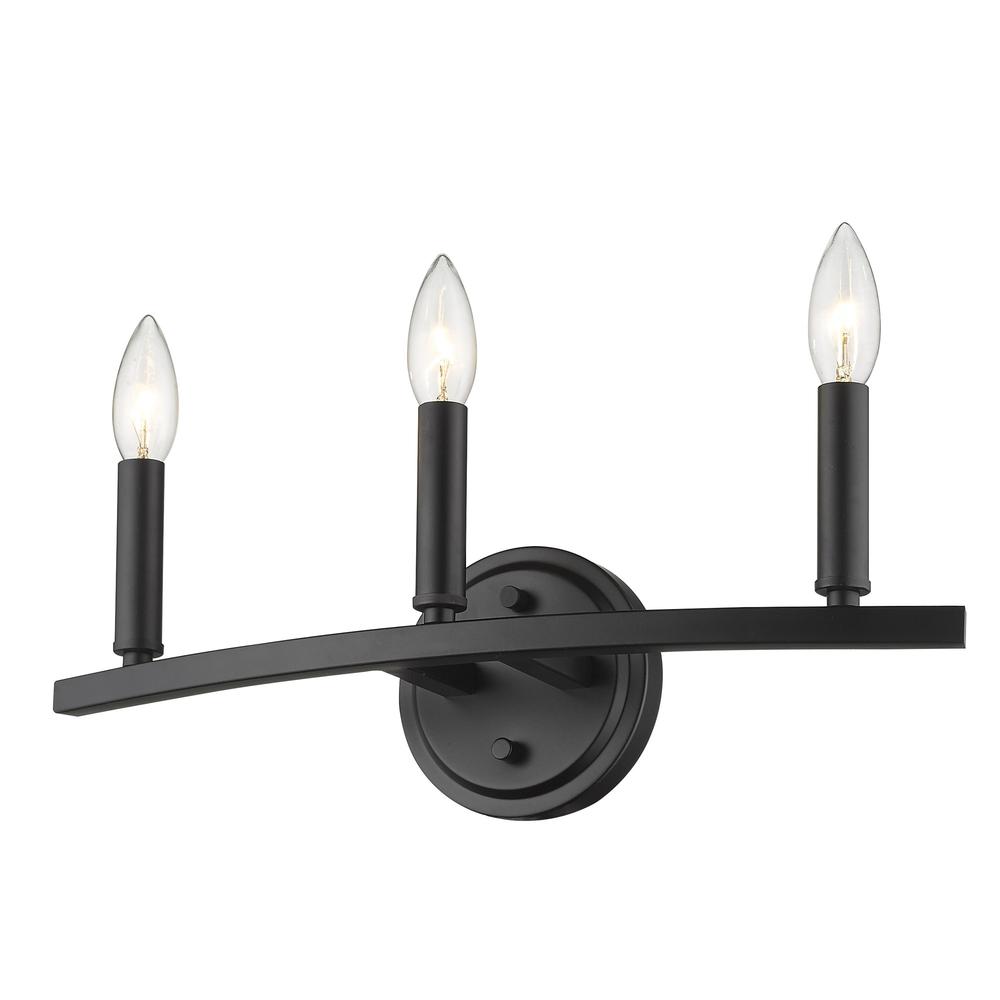 Three Light Matte Black Wall Sconce. Picture 3