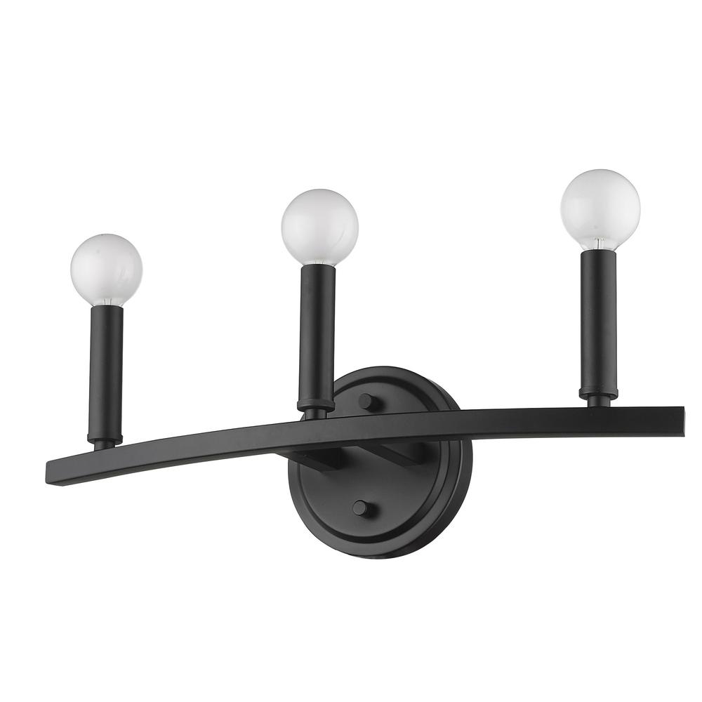 Three Light Matte Black Wall Sconce. Picture 4