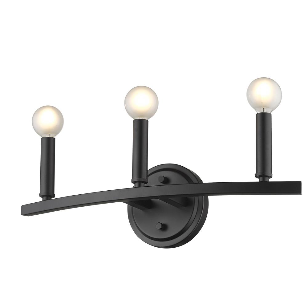 Three Light Matte Black Wall Sconce. Picture 5