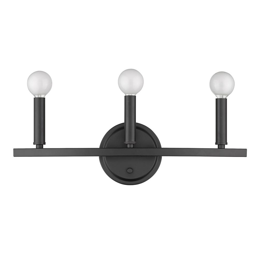 Three Light Matte Black Wall Sconce. Picture 6