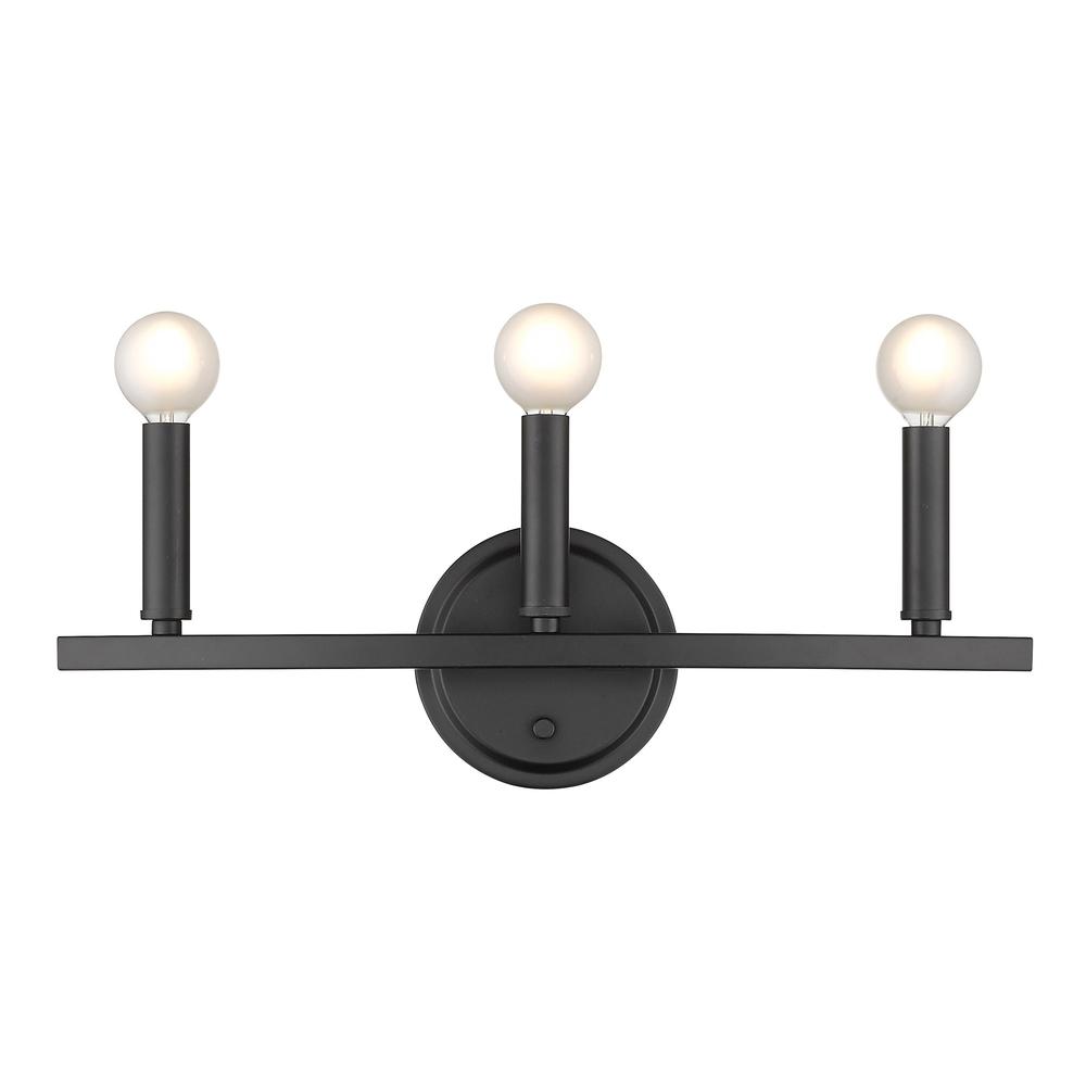 Three Light Matte Black Wall Sconce. Picture 7