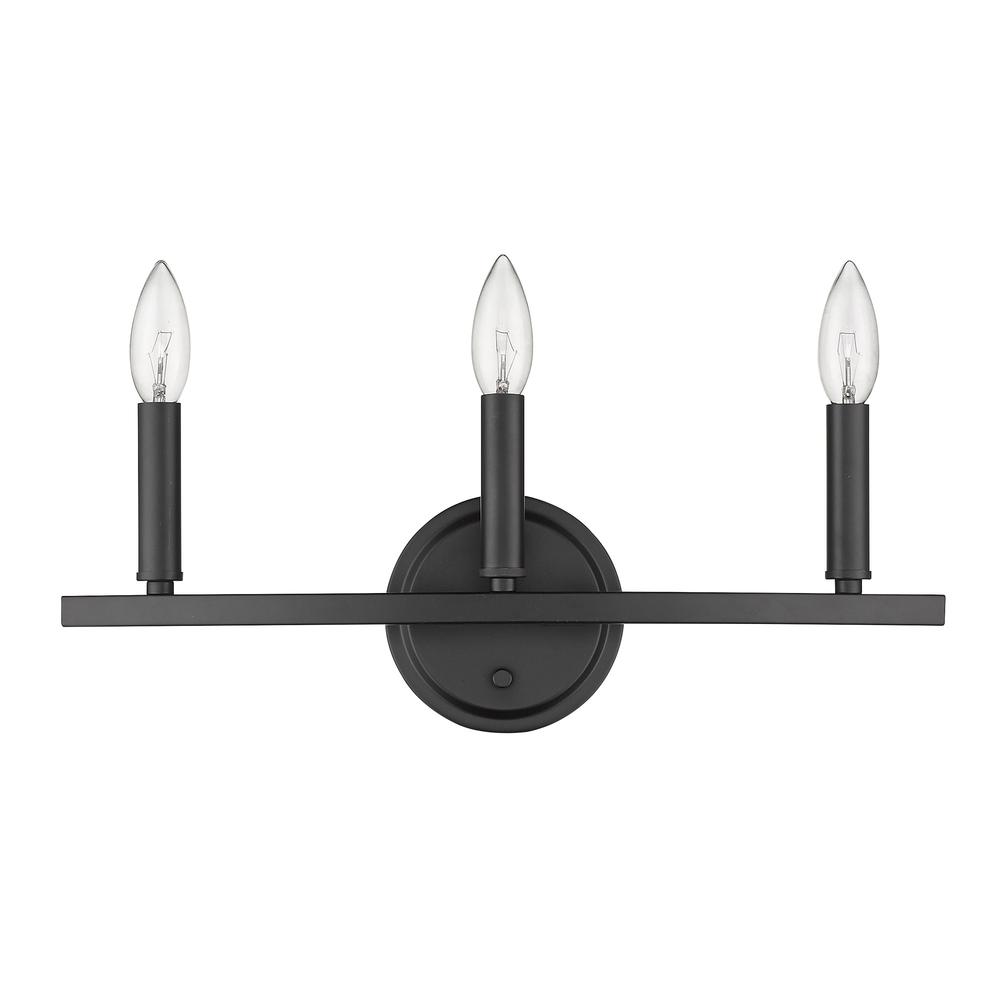 Three Light Matte Black Wall Sconce. Picture 8