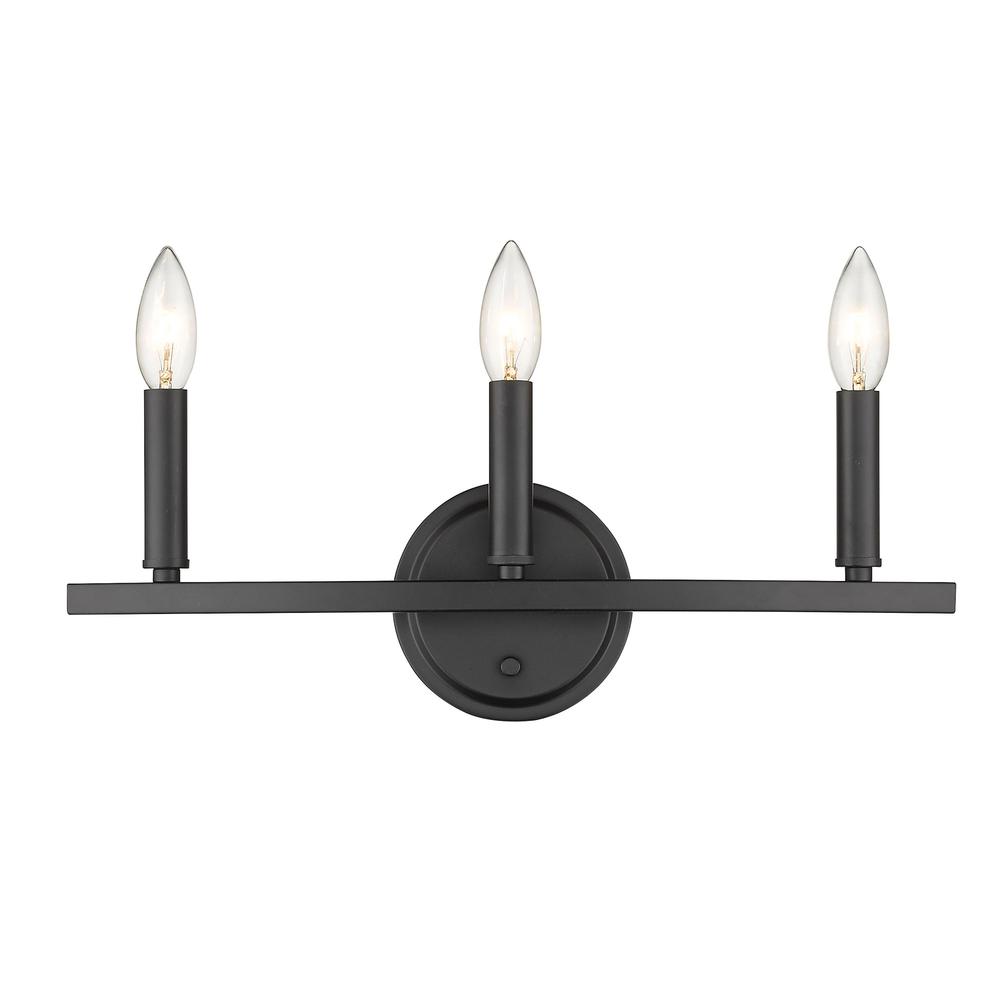 Three Light Matte Black Wall Sconce. Picture 9