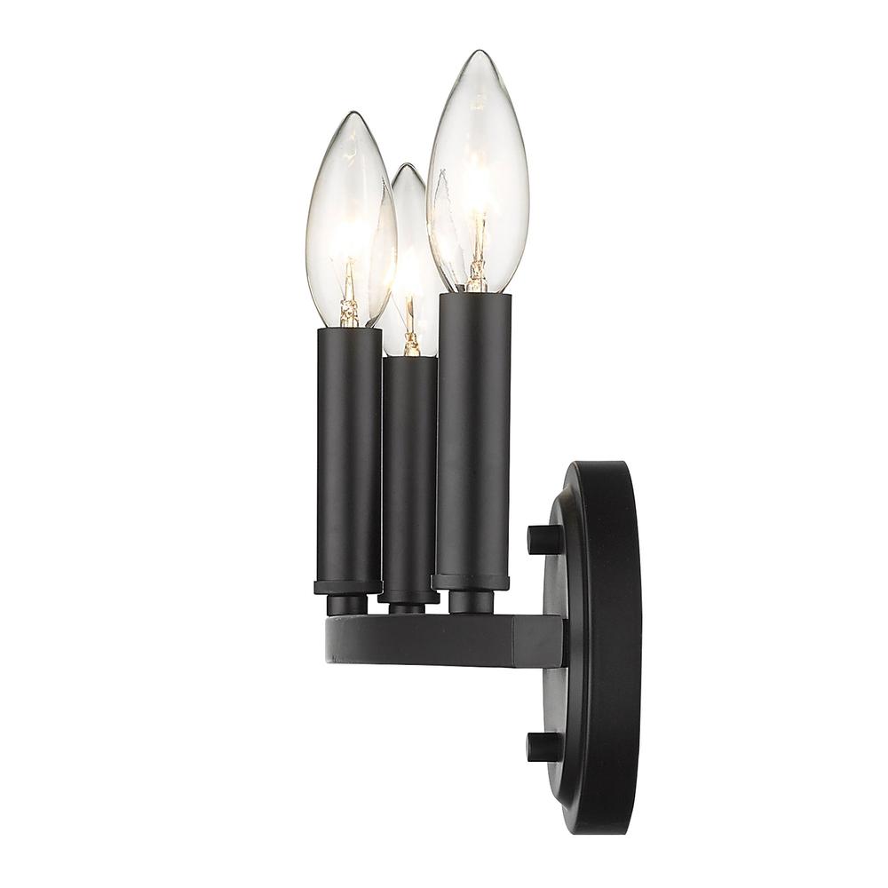 Three Light Matte Black Wall Sconce. Picture 1