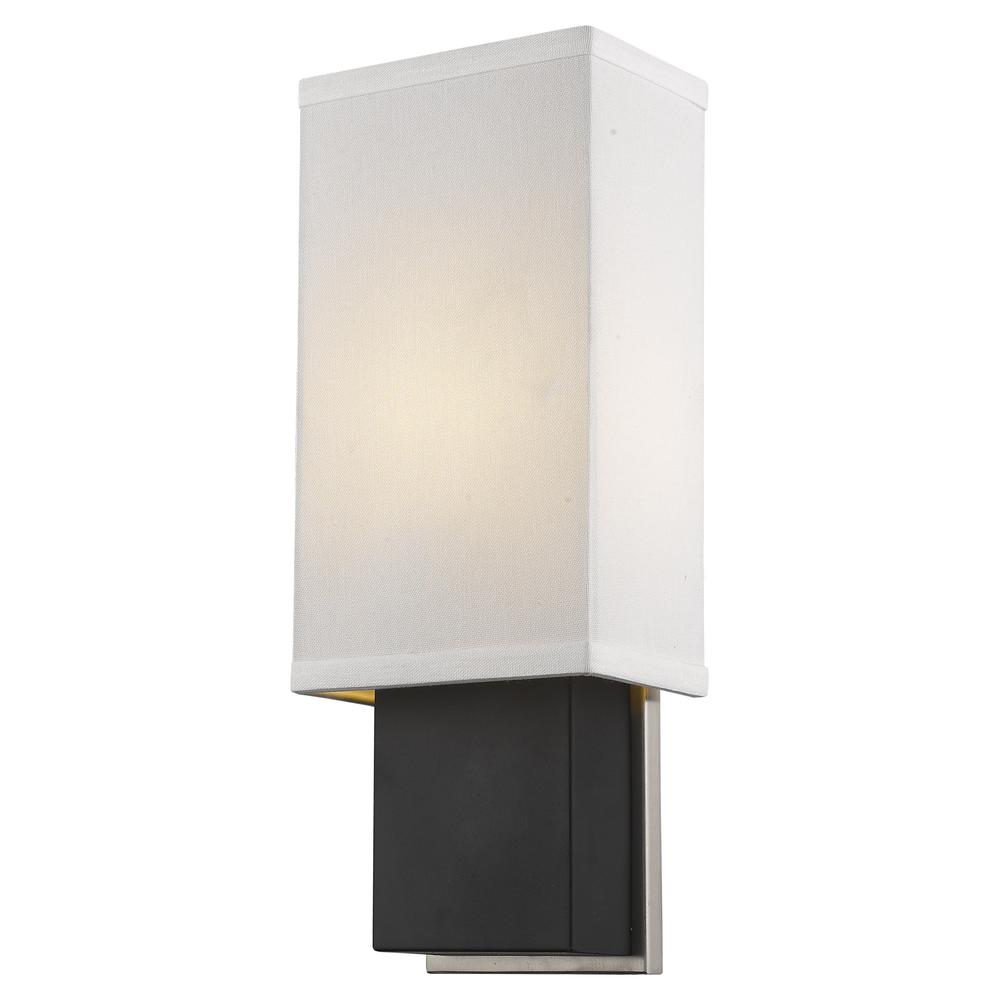 Rectangular Wall Sconce with Linen Fabric Shade. Picture 1