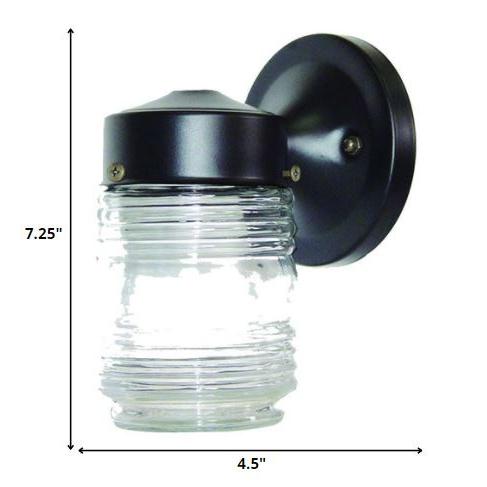 Black Standard Jelly Jar One Light Outdoor Wall Light. Picture 4