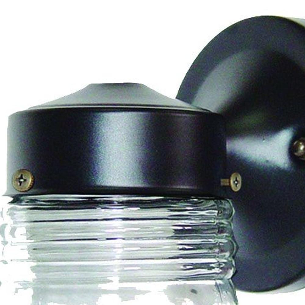 Black Standard Jelly Jar One Light Outdoor Wall Light. Picture 3