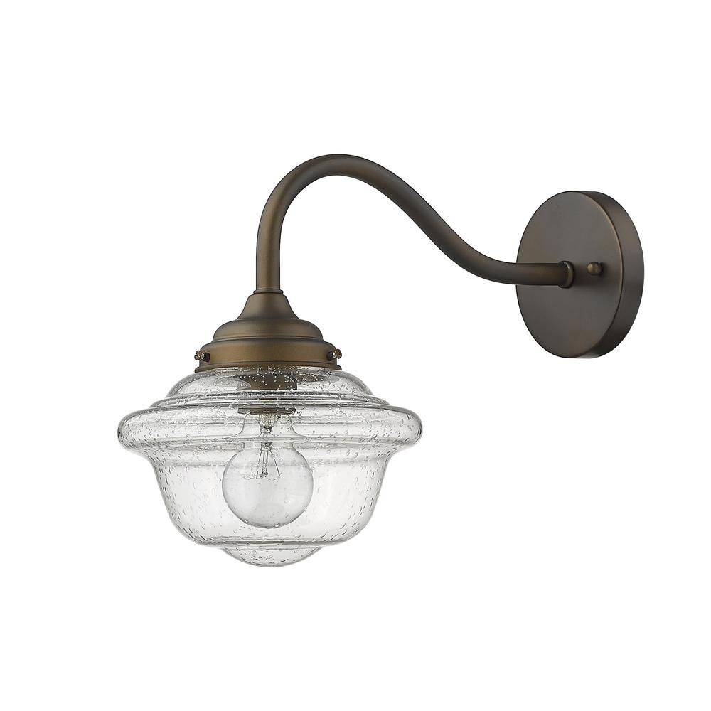 Burnished Bronze Vintage Schoolhouse Outdoor Wall Light. Picture 1