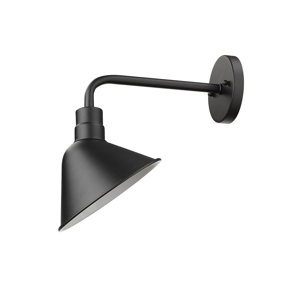 Wide Shade Matte Black LED Wall Light. Picture 1