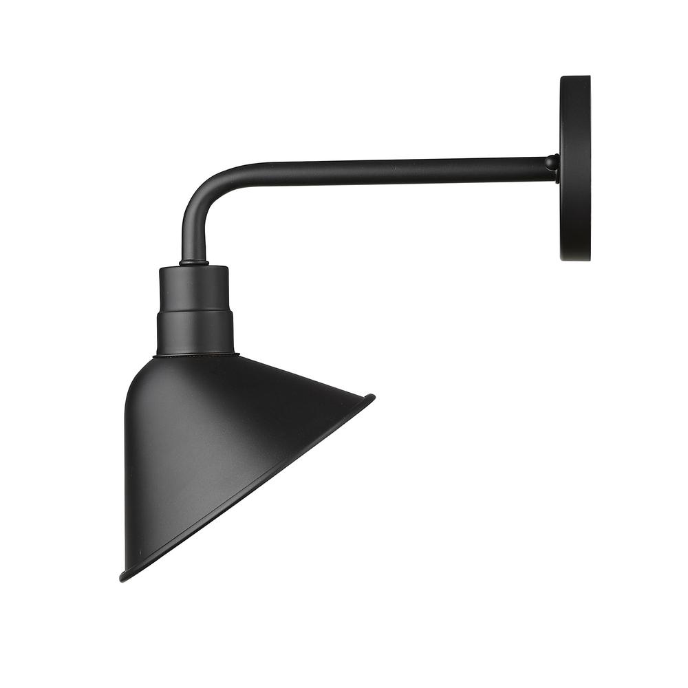 Wide Shade Matte Black LED Wall Light. Picture 2