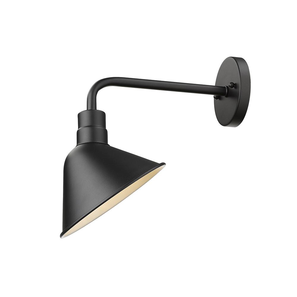Wide Shade Matte Black LED Wall Light. Picture 3