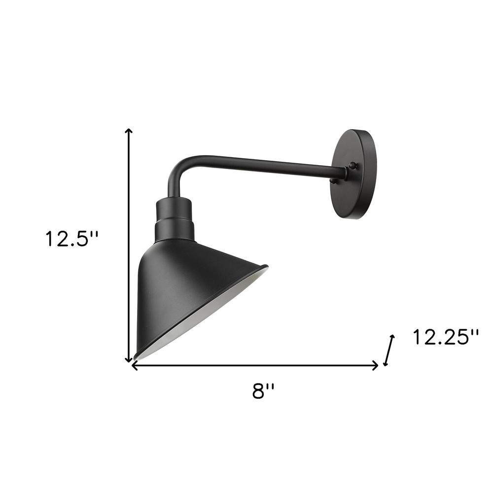 Wide Shade Matte Black LED Wall Light. Picture 6