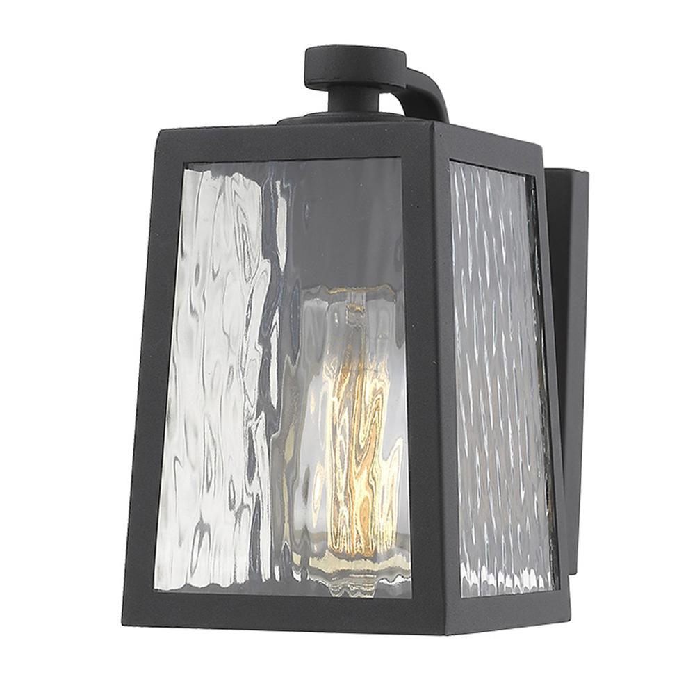 Matte Black glass panels Outdoor Wall Light. Picture 2