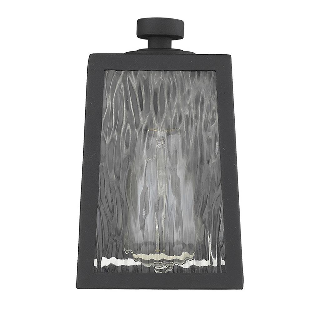 Matte Black glass panels Outdoor Wall Light. Picture 3