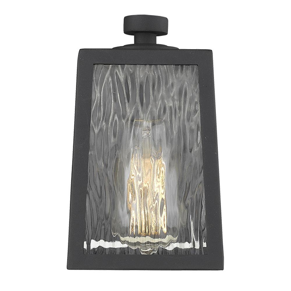 Matte Black glass panels Outdoor Wall Light. Picture 4