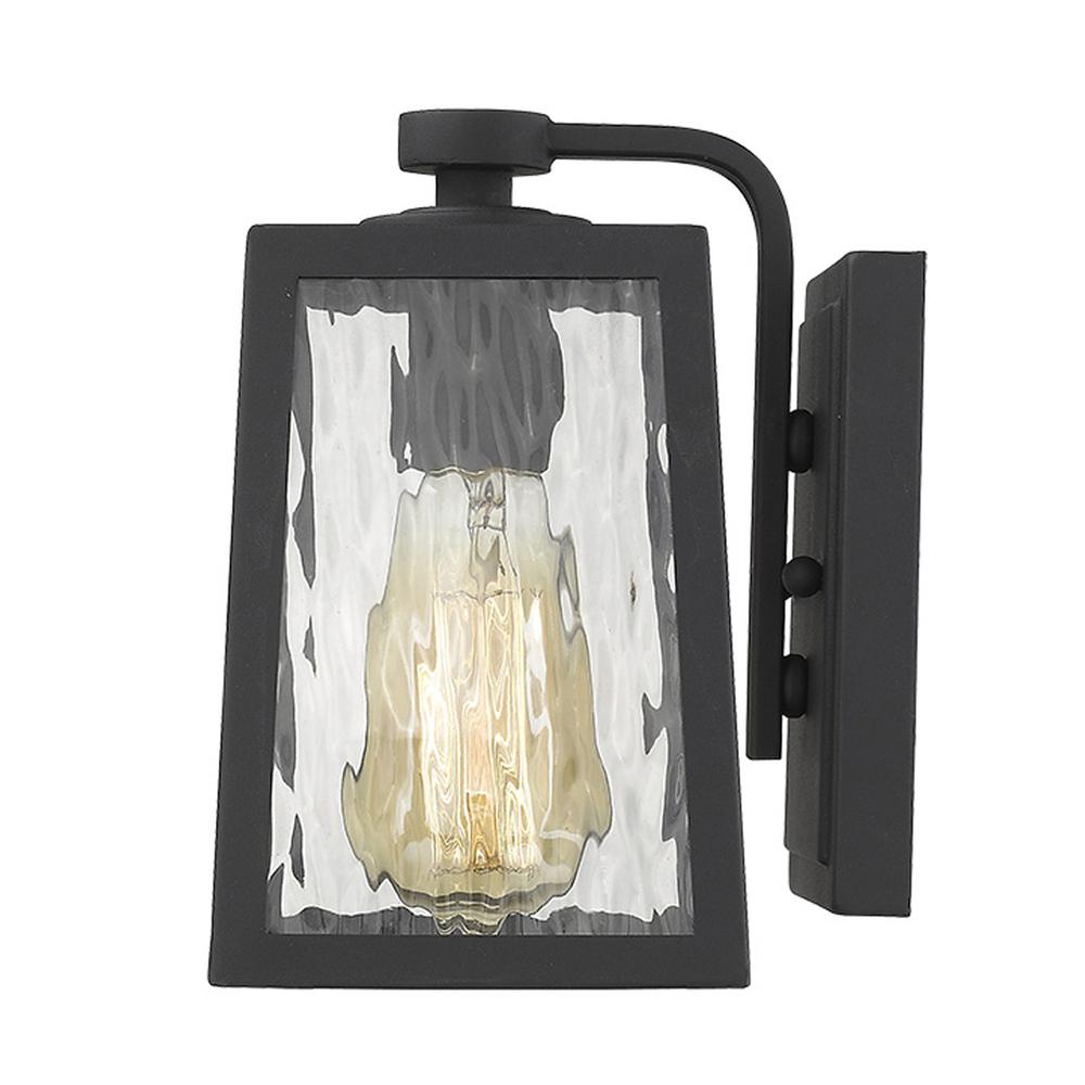 Matte Black glass panels Outdoor Wall Light. Picture 5