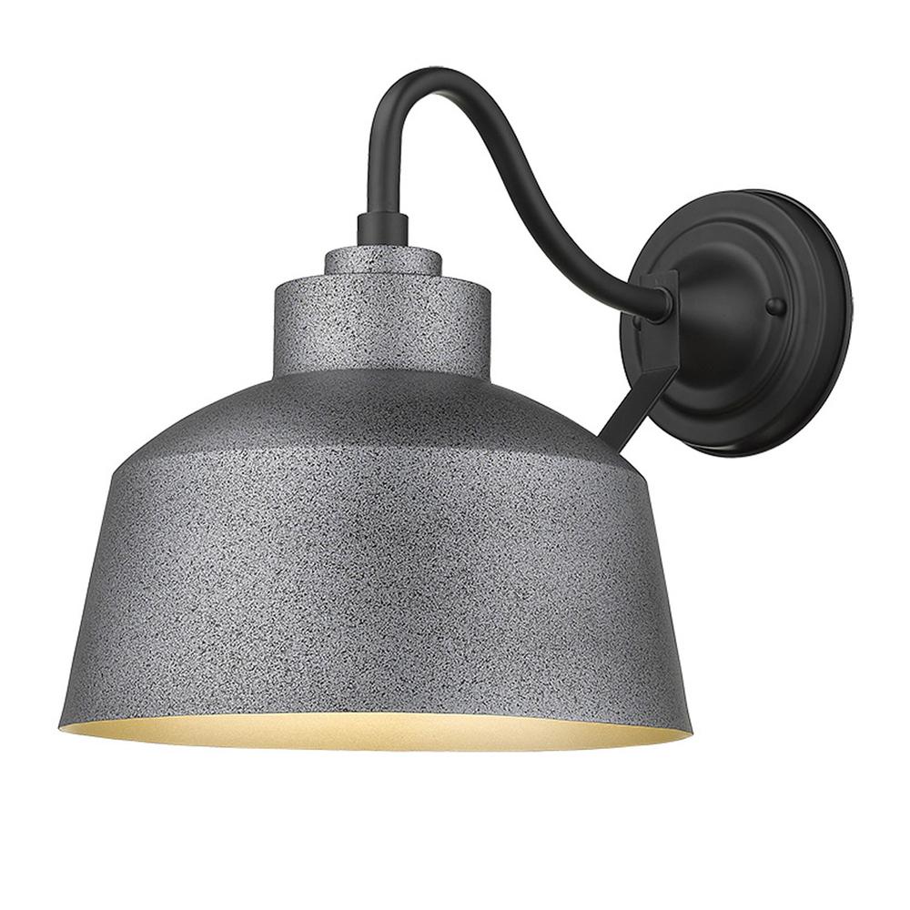 Pebbled Gray Bowl Shape Outdoor Wall Light. Picture 2