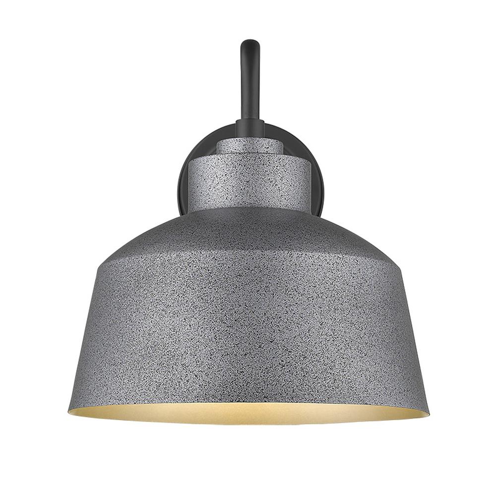 Pebbled Gray Bowl Shape Outdoor Wall Light. Picture 4