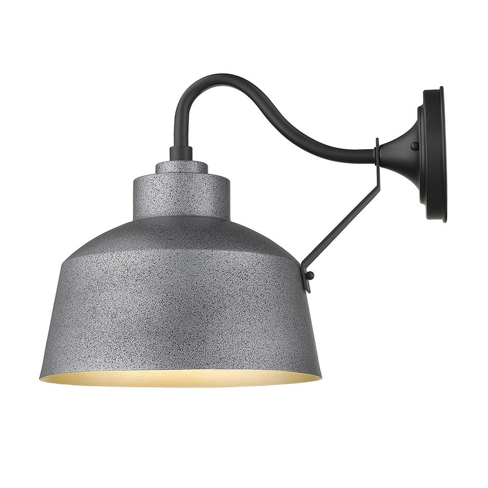 Pebbled Gray Bowl Shape Outdoor Wall Light. Picture 6