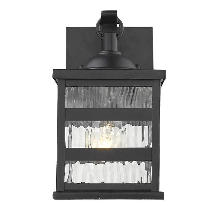 Glass panel Matte Black Outdoor Cage Light. Picture 1