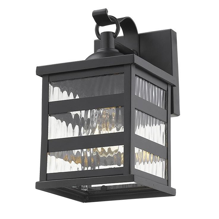 Glass panel Matte Black Outdoor Cage Light. Picture 3