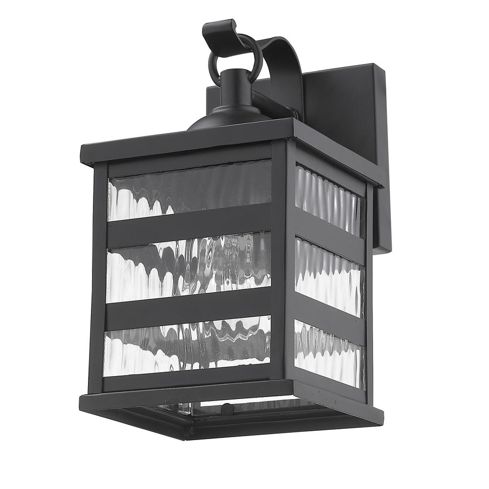 Glass panel Matte Black Outdoor Cage Light. Picture 5