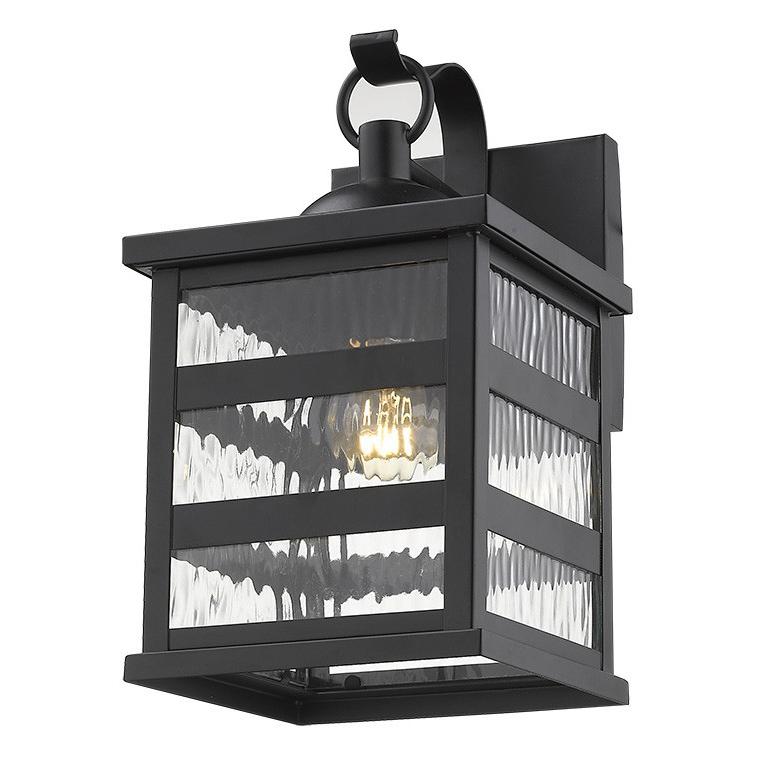 Glass panel Matte Black Outdoor Hanging Light. Picture 2