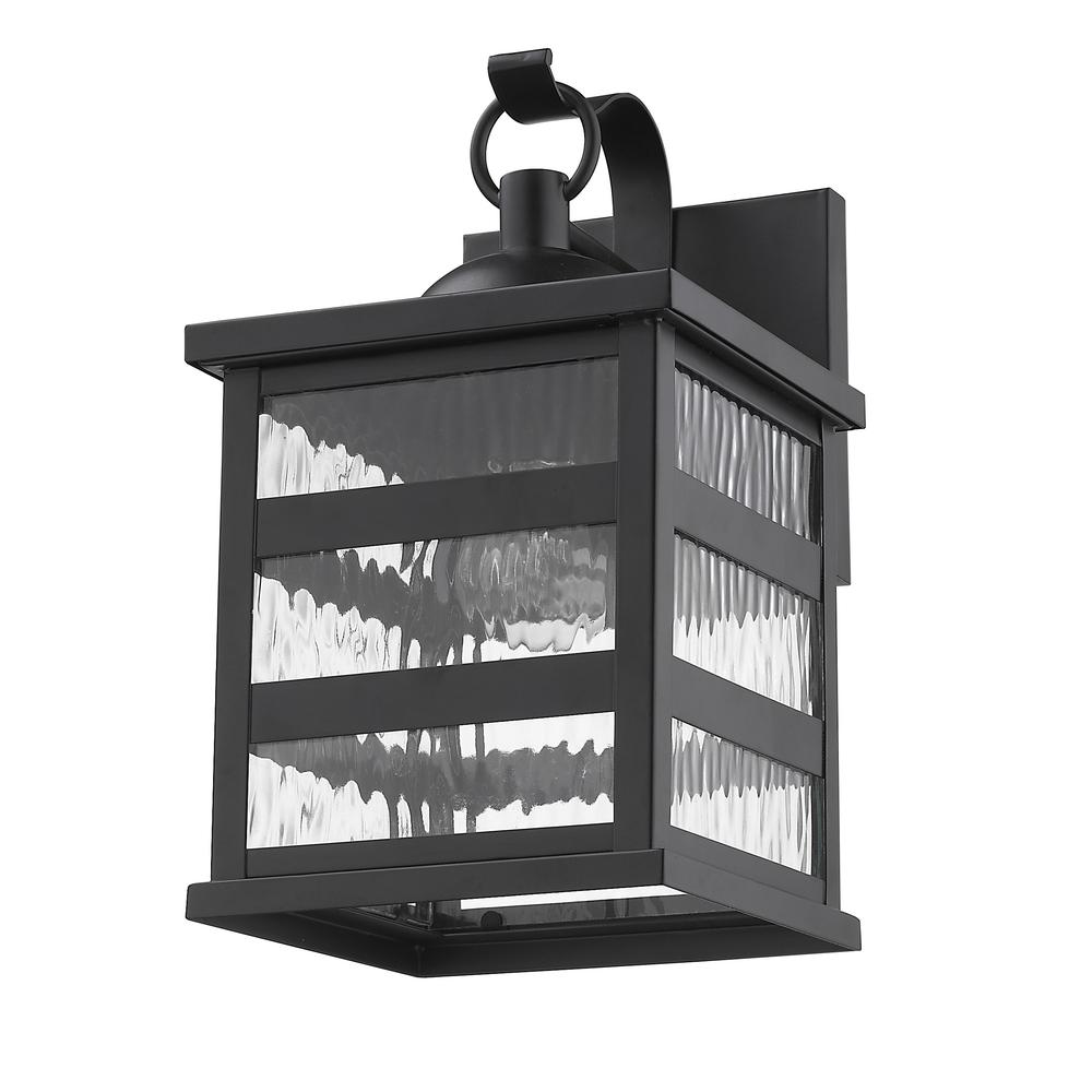 Glass panel Matte Black Outdoor Hanging Light. Picture 5