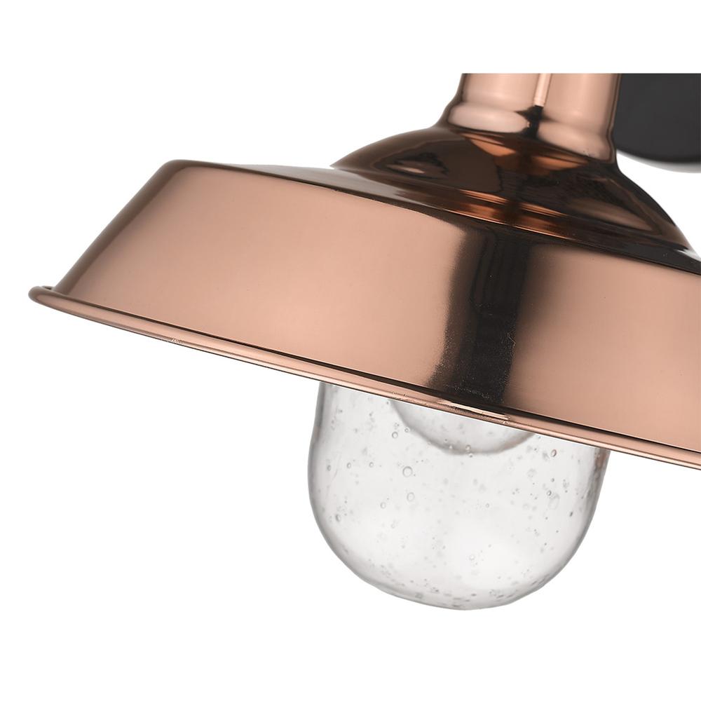Shiny Copper Shallow Plate Shape Wall Light. Picture 9