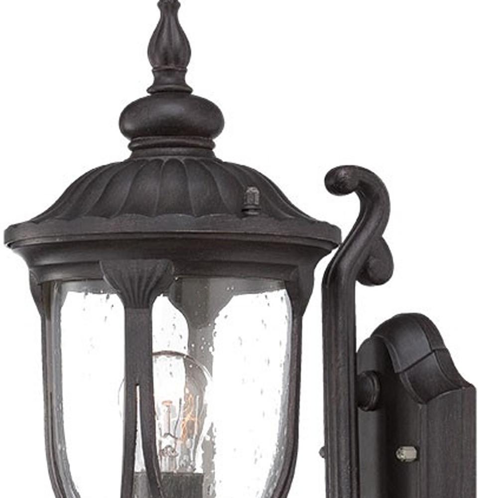 Black Cast Aluminum Glass Lantern Wall Light. Picture 3