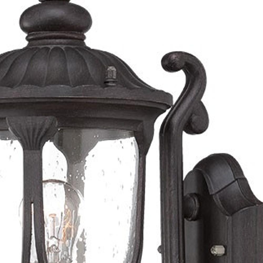 Black Cast Aluminum Glass Lantern Wall Light. Picture 4