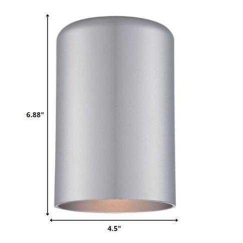 Minimalist Brushed Silver Cylinder Wall Light. Picture 4