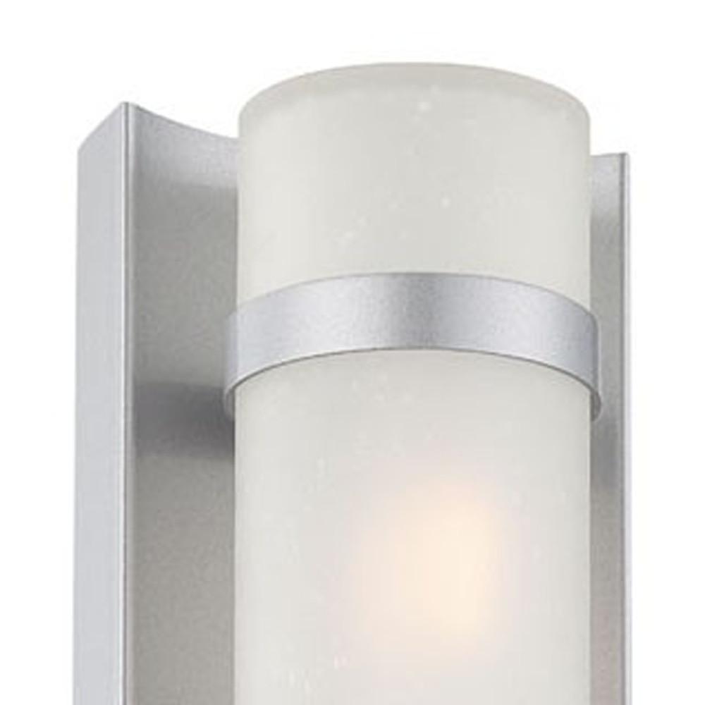 Two Light Brushed Silver and White Glass Wall Sconce. Picture 3