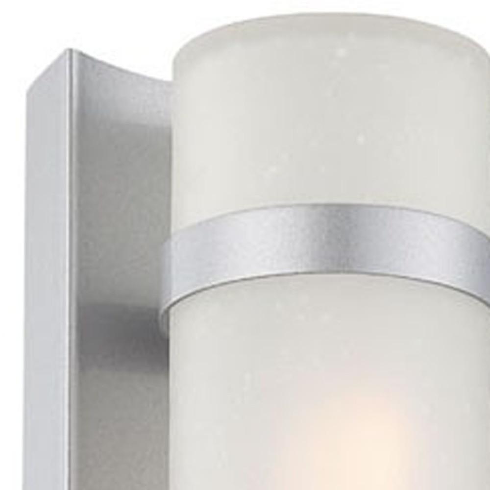 Two Light Brushed Silver and White Glass Wall Sconce. Picture 4