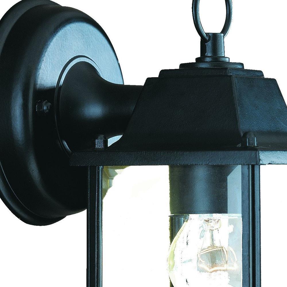 Matte Black Hanging Glass Lantern Wall Light. Picture 4