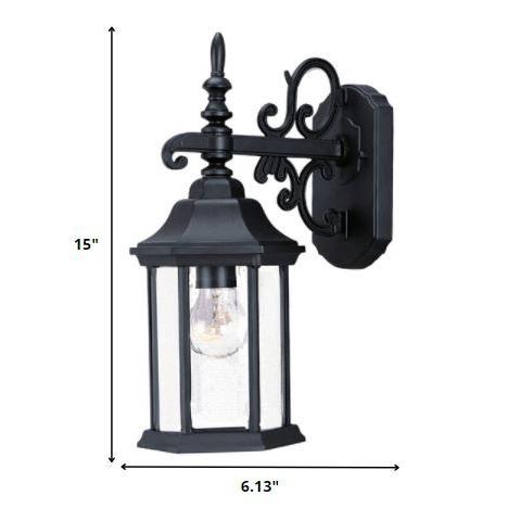 Petite Matte Black Domed Hanging Glass Lantern Wall Light. Picture 5