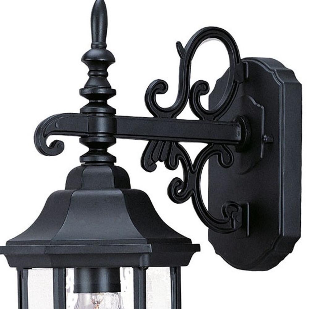 Petite Matte Black Domed Hanging Glass Lantern Wall Light. Picture 3