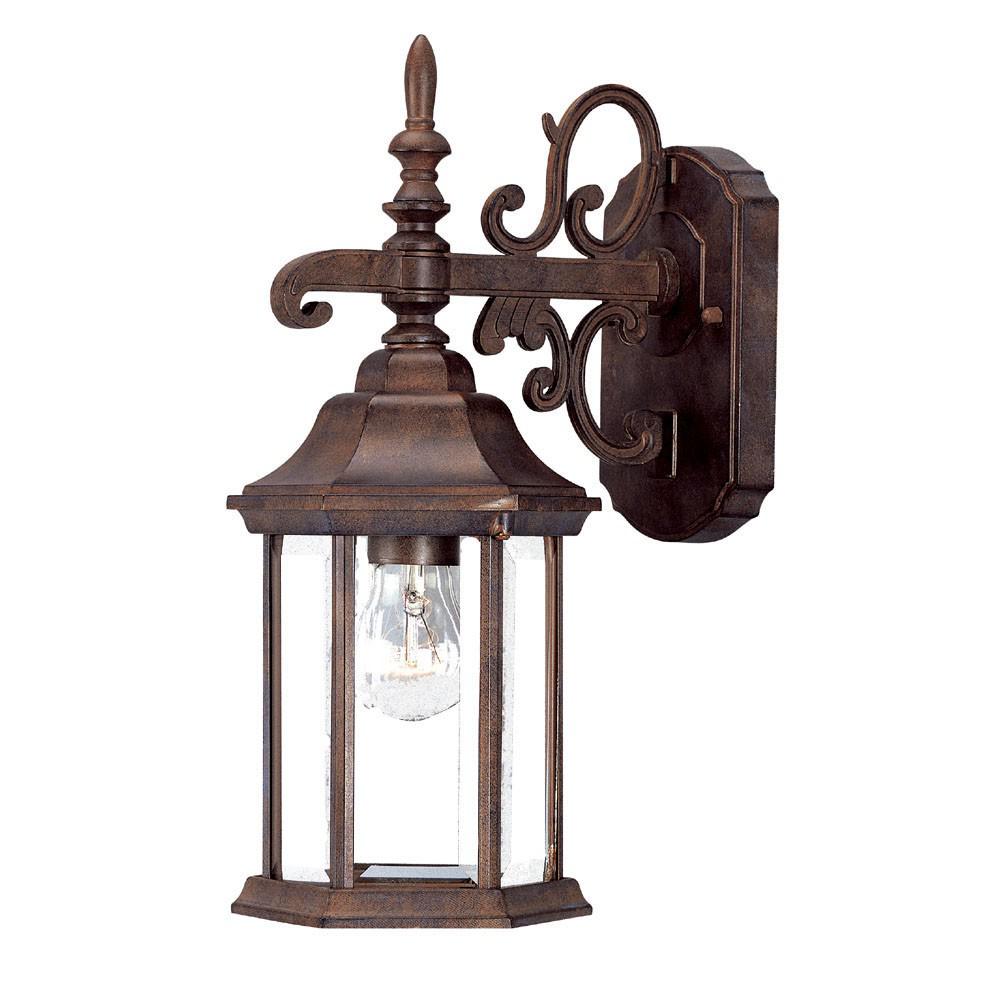Petite Brown Domed Hanging Glass Lantern Wall Light. Picture 1