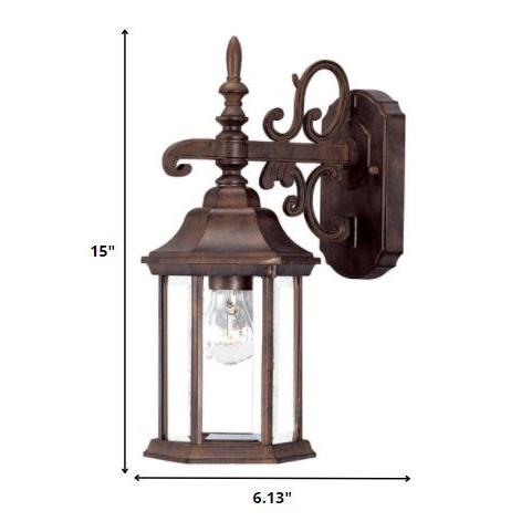 Petite Brown Domed Hanging Glass Lantern Wall Light. Picture 5
