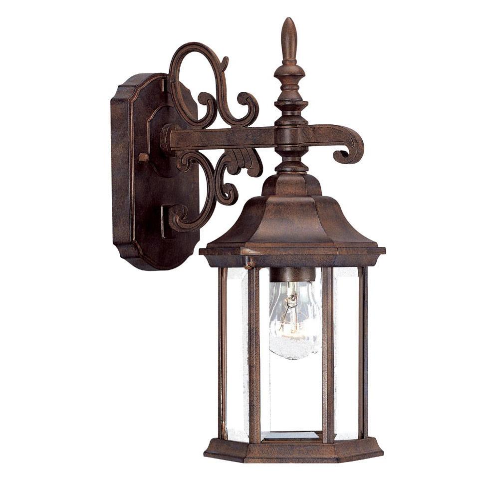 Petite Brown Domed Hanging Glass Lantern Wall Light. Picture 2